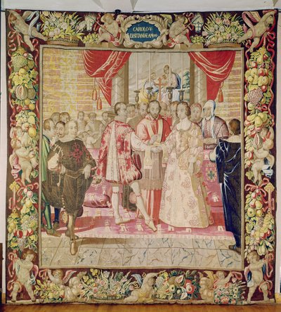 La tapisserie de Charles V représentant le mariage de Charles V avec Isabelle de Portugal en 1526, Bruges, vers 1630-40 (tapisserie) - Flemish School